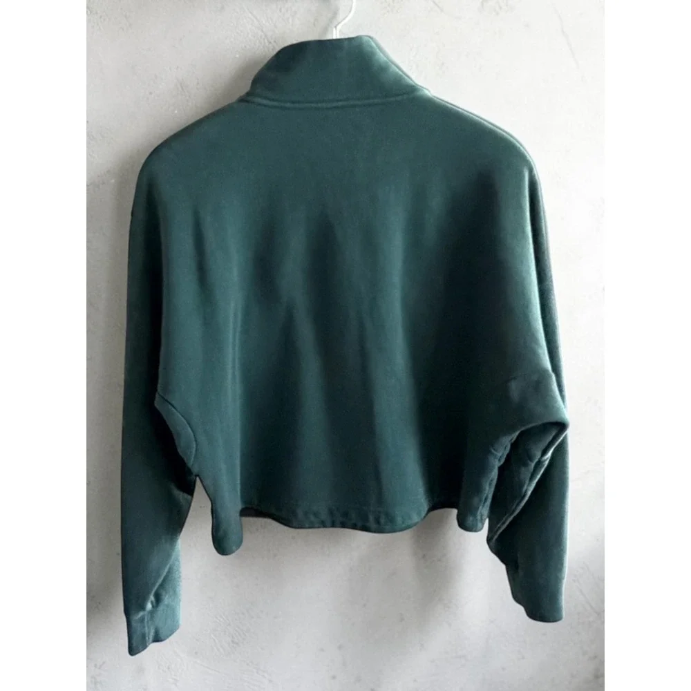 Under Armour Green Quarter Zip Cropped Fleece Pullover Sweatshirt Womens XS - Picture 2 of 3